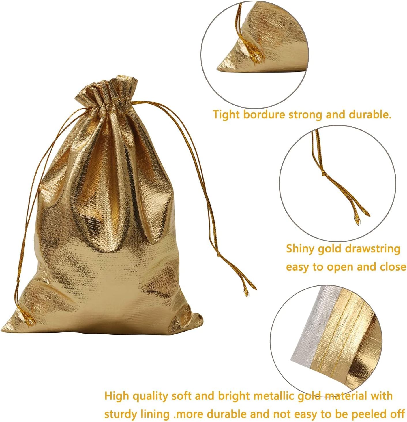 Pack of 100 6"x 8" Heavy Duty Gold Drawstring Organza Jewelry Pouches Wedding Party Christmas Favor Gift Candy Chocolate Bags