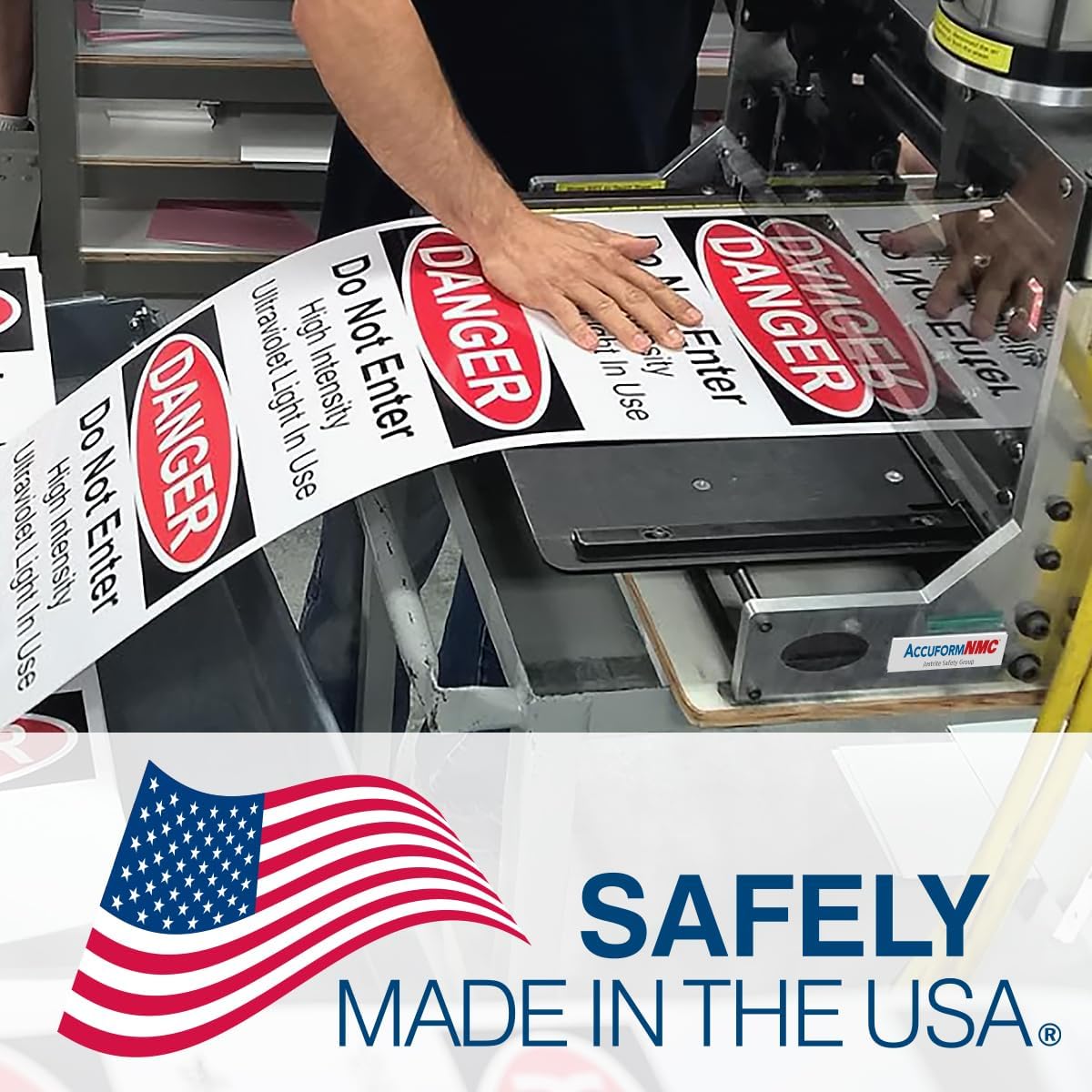 Custom OSHA Style Warning Sign 12" x 18" Adhesive Vinyl Sign, Customizable "Your Text Here", by AccuformNMC Made in USA