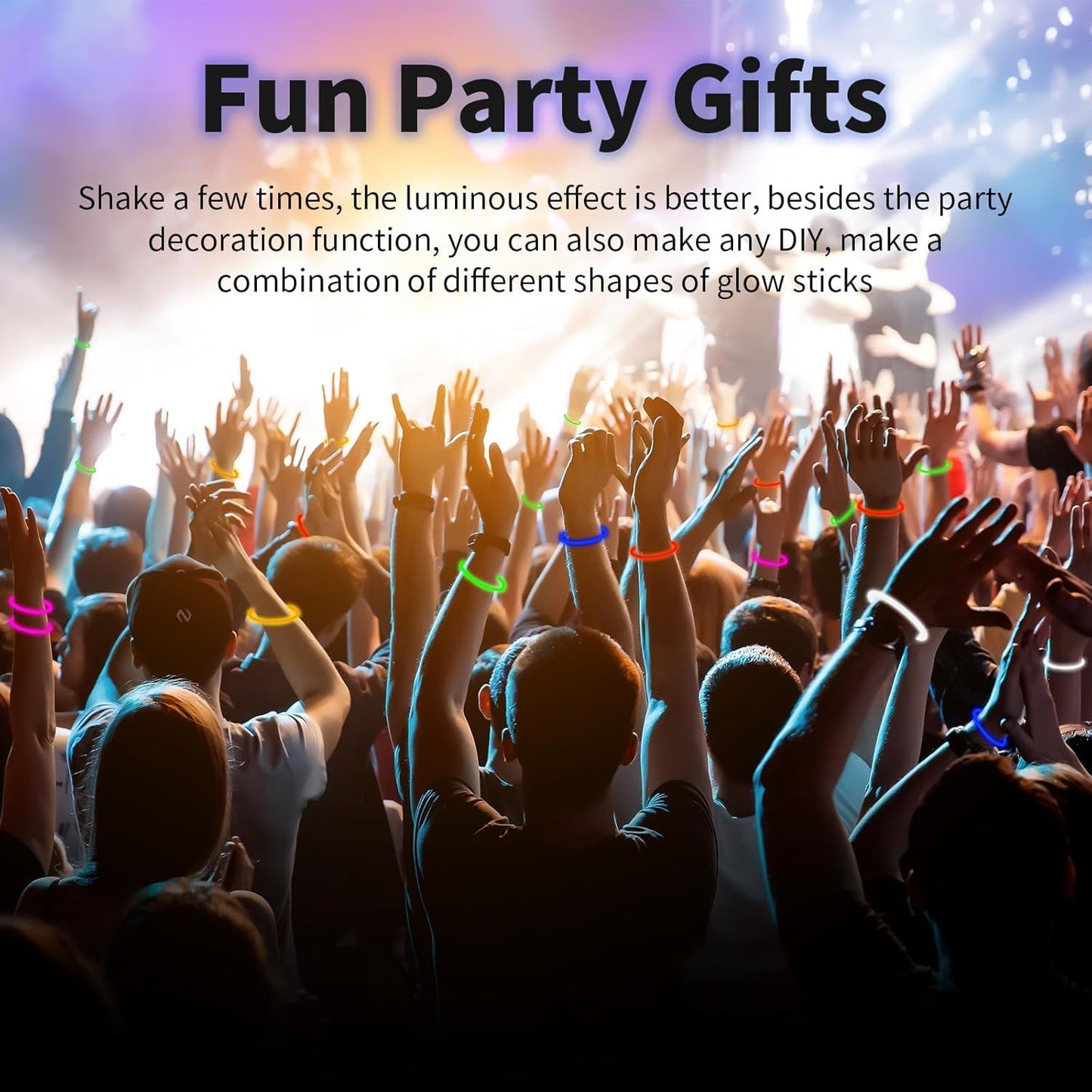 100 Pack 8” Yellow Glow Sticks Bulk with 100 Connectors Neon Glow In The Dark Party favors Supplies for Holiday Birthday Party Decoration (Yellow)