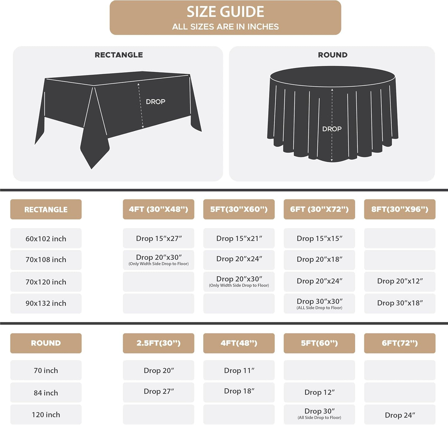 Fitable 8 Pack Rectangle Tablecloths: Stain Resistant Wrinkle Free Fabric Table Clothes, Washable Reusable Polyester Table Covers for Wedding Party Birthday Banquet Reception(White, 90x132 Inch)