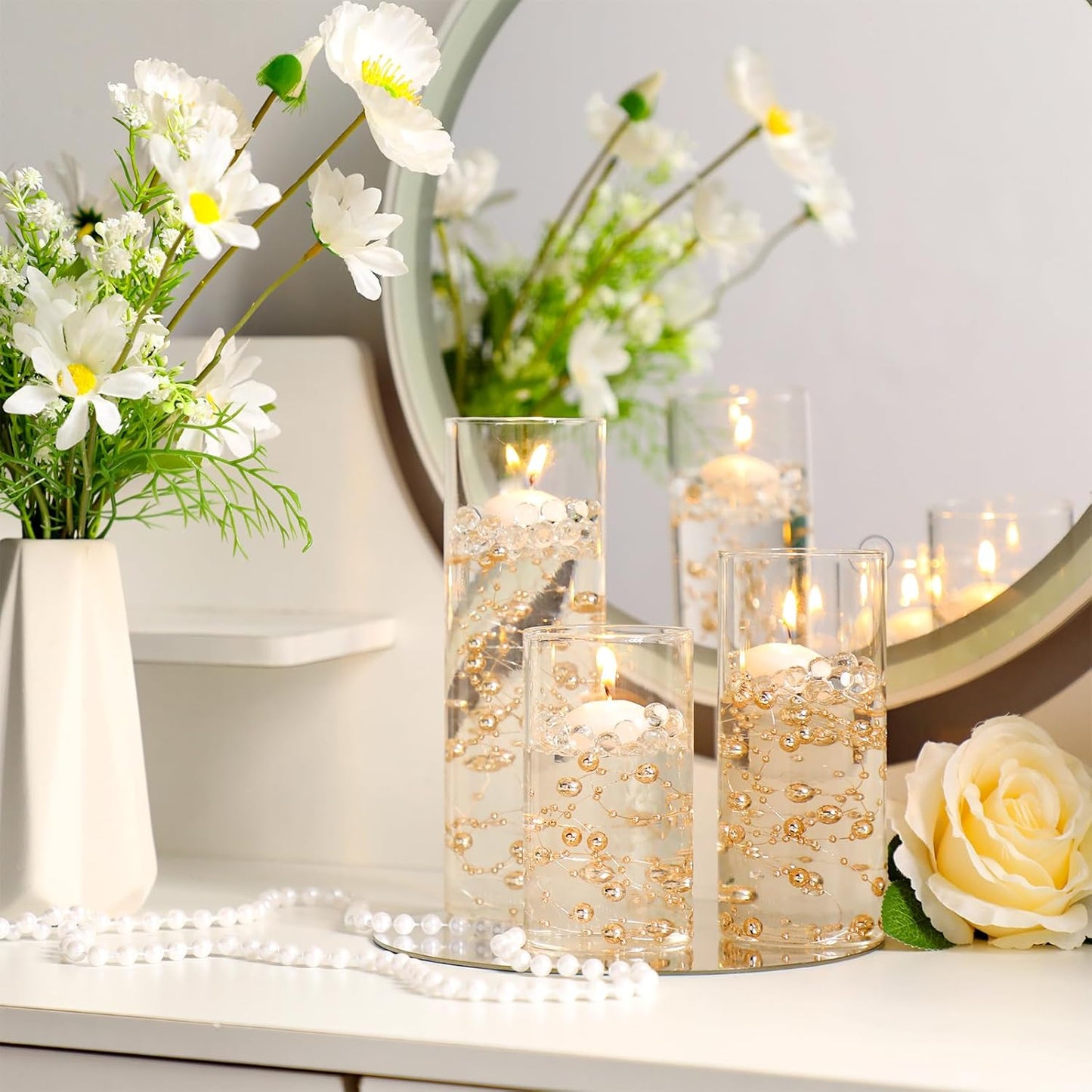 Sawysine 18 Pcs Glass Cylinder Vases 2.5''/2.95''/3.9'' Diameter Clear Flowers Vase Hurricane Floating Candles Holders for Table Centerpieces (2.5 x 5 in,2.5 x 6 in,2.5 x 8 in)
