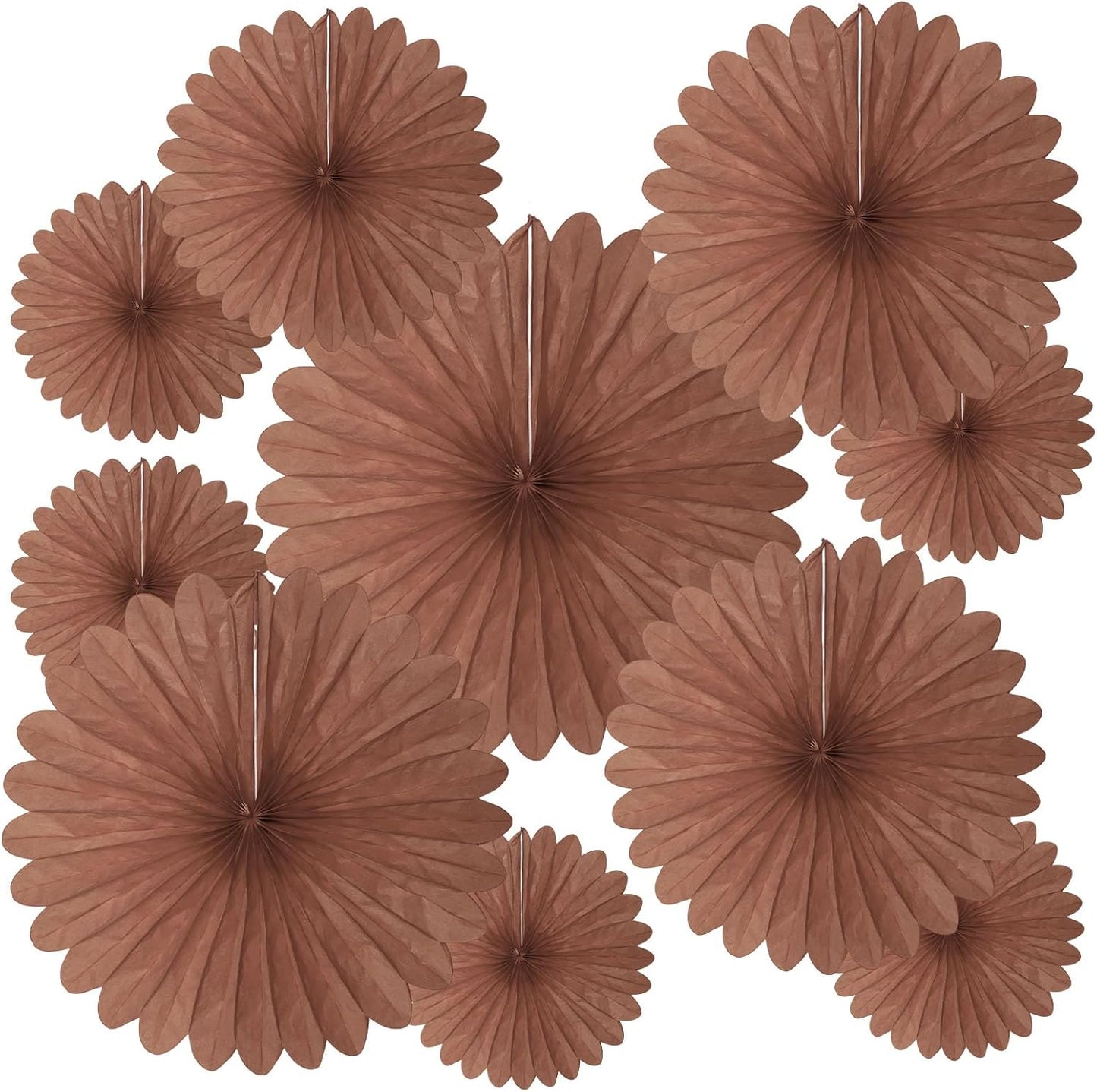 20 Pcs Deep Brown Hanging Paper Fan, Round Paper Fans Decorations Set for Weddings, Birthdays, Engagement, Bridal Shower, Baby Shower Event, Graduation, Party Supplies Decor
