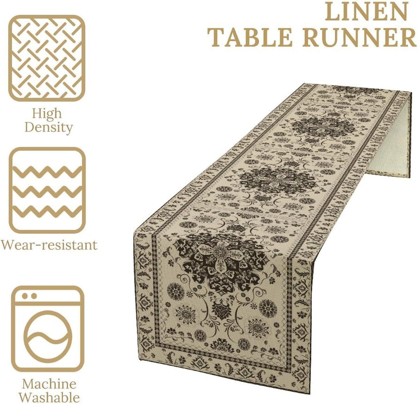 Boho Vintage Elegant Table Runner Farmhouse for Home Farmhouse Kitchen Table Dining Coffee Room Garden Party Wedding Decor 13x36in