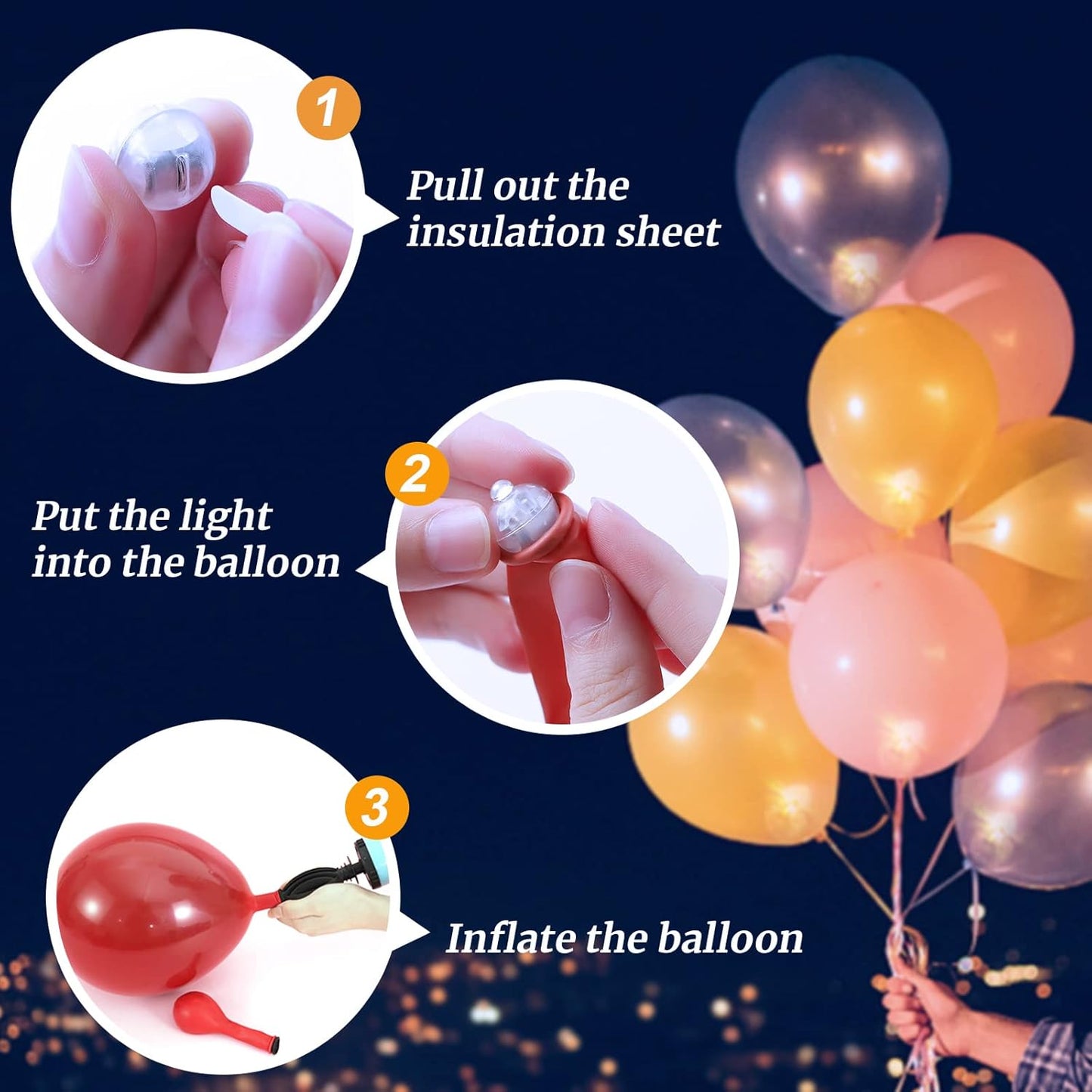50PCs Mini Led Lights, Led Balloons Light for Party Decorations Neon Party Lights for Paper Lantern Easter Eggs Birthday Party Wedding Halloween Christmas Decoration(Glow steadily Warm White)