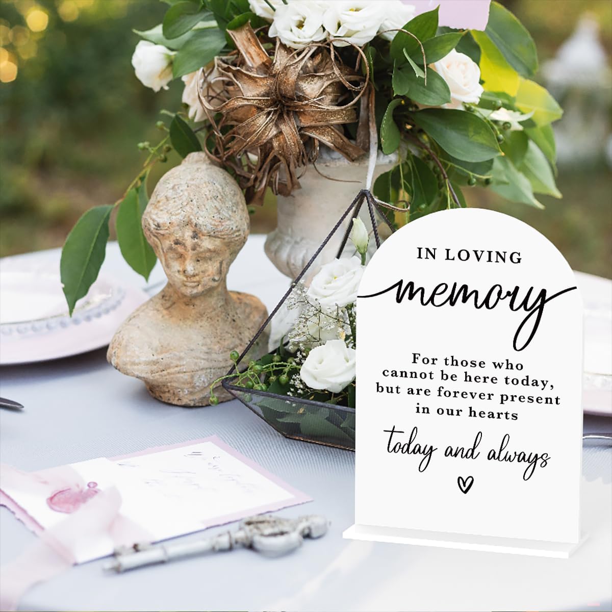 In Loving Memory Acrylic Wedding Sign Memory Table Sign for Wedding Wedding Signs for Ceremony Modern Calligraphy Arch Acrylic Table Top Sign for Wedding Reception and Event Party Table(white)