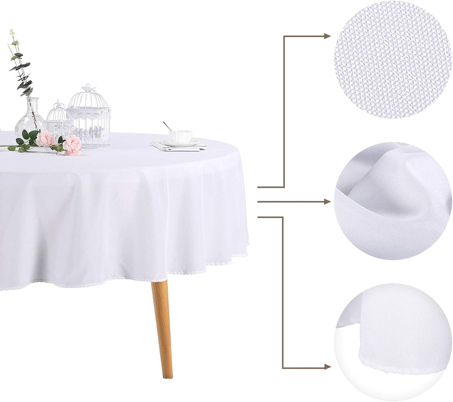 Ascoza 2pack 90 Inch White Round Tablecloth in Polyester Fabric for Wedding/Banquet/Restaurant/Parties