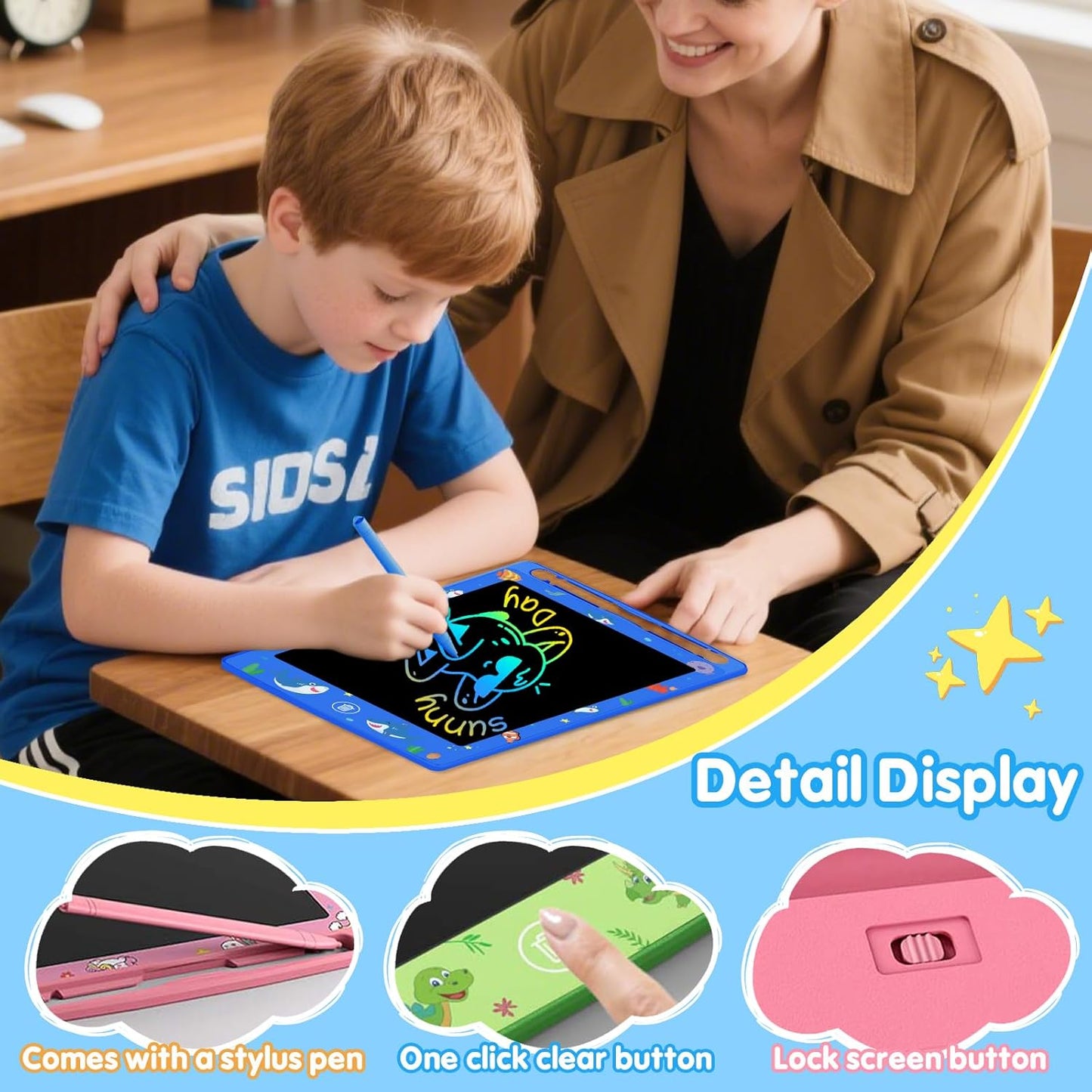 Party Favor 10 Pack LCD Writing Tablet for Kids, 8.5 Inch Colorful Doodle Board Drawing Pad, Educational Learning Travel Toys Birthday Gifts for Boys Girls Age 3 4 5 6 7 8
