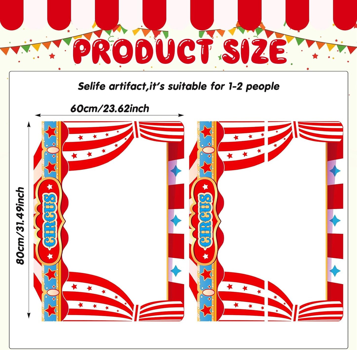 Upgraded 32 x 24 Inch Large Photo Booth Props Picture Frame Vintage Photo Frame Friends Selfie Props for Halloween Carnival Christmas Wedding Mexico Party Favors (Carnival Style)