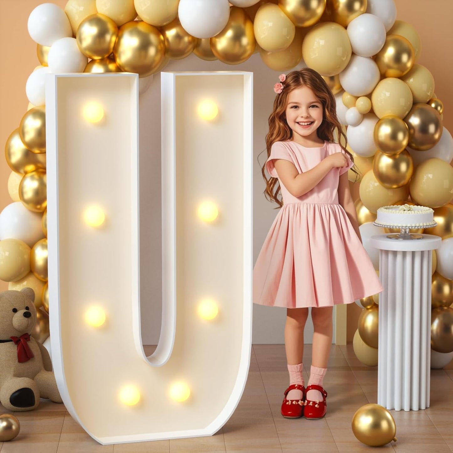 imprsv Marquee Light Up Letters, 3FT Mosaic Letters with Light for Baby Shower Graduation Party Decor, Large U for Engagement Wedding Party Decorations (Need to Assemble)
