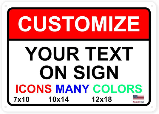Custom Signs Outdoor Metal for Home Office Business, Personalized, Door, Porch, Delivery, Man Cave, Shop, Garage, Street. For Outside or Inside Use. Our Metal Signs Are UV Printed Solid Aluminum (12x18 inches, Header Box)