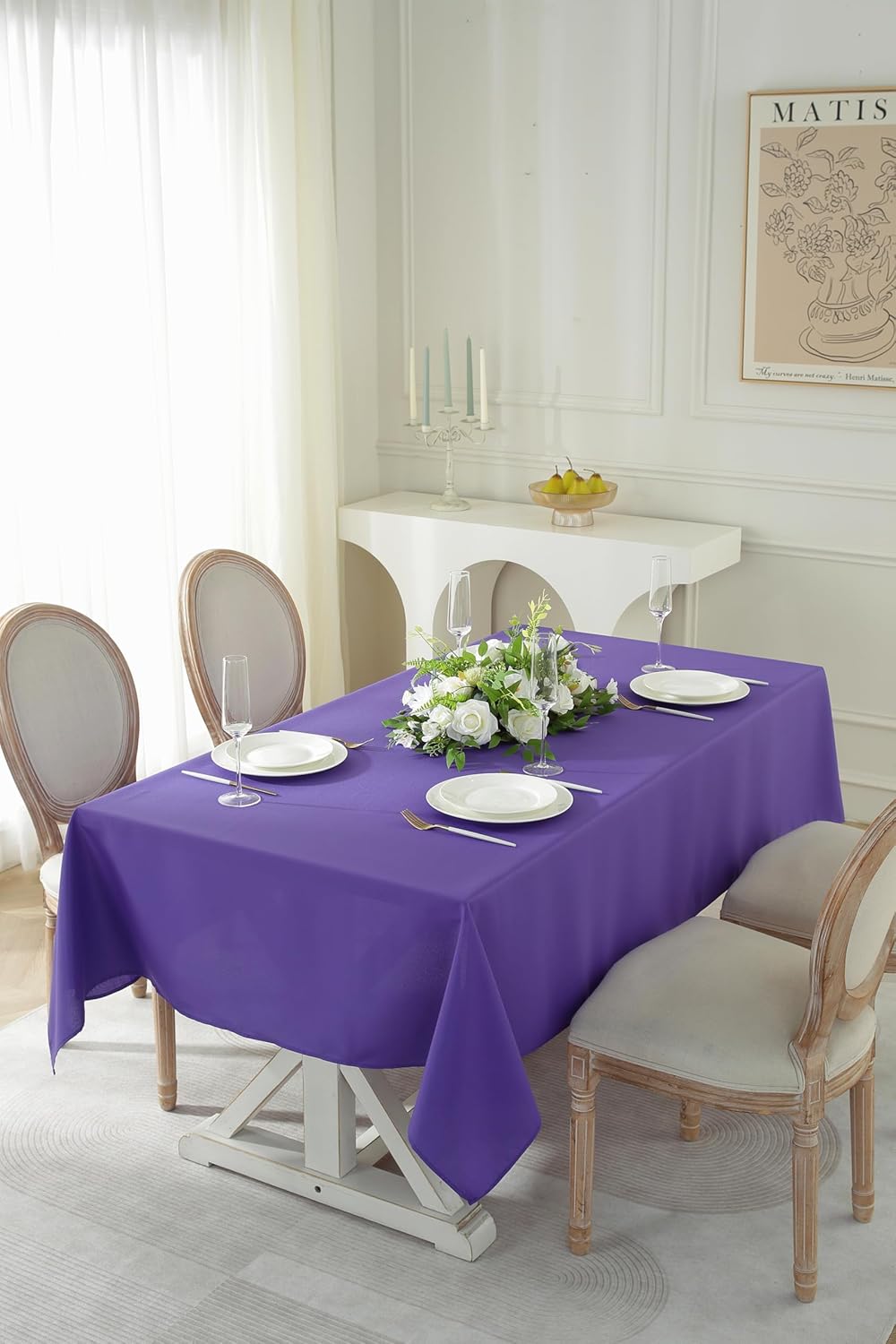 Craft And Party Rectangle Tablecloth, 70 x 90 Inch Purple Tablecloth, Polyester Fabric Washable Table Cloth for Home, Party, Wedding or Restaurant Use.