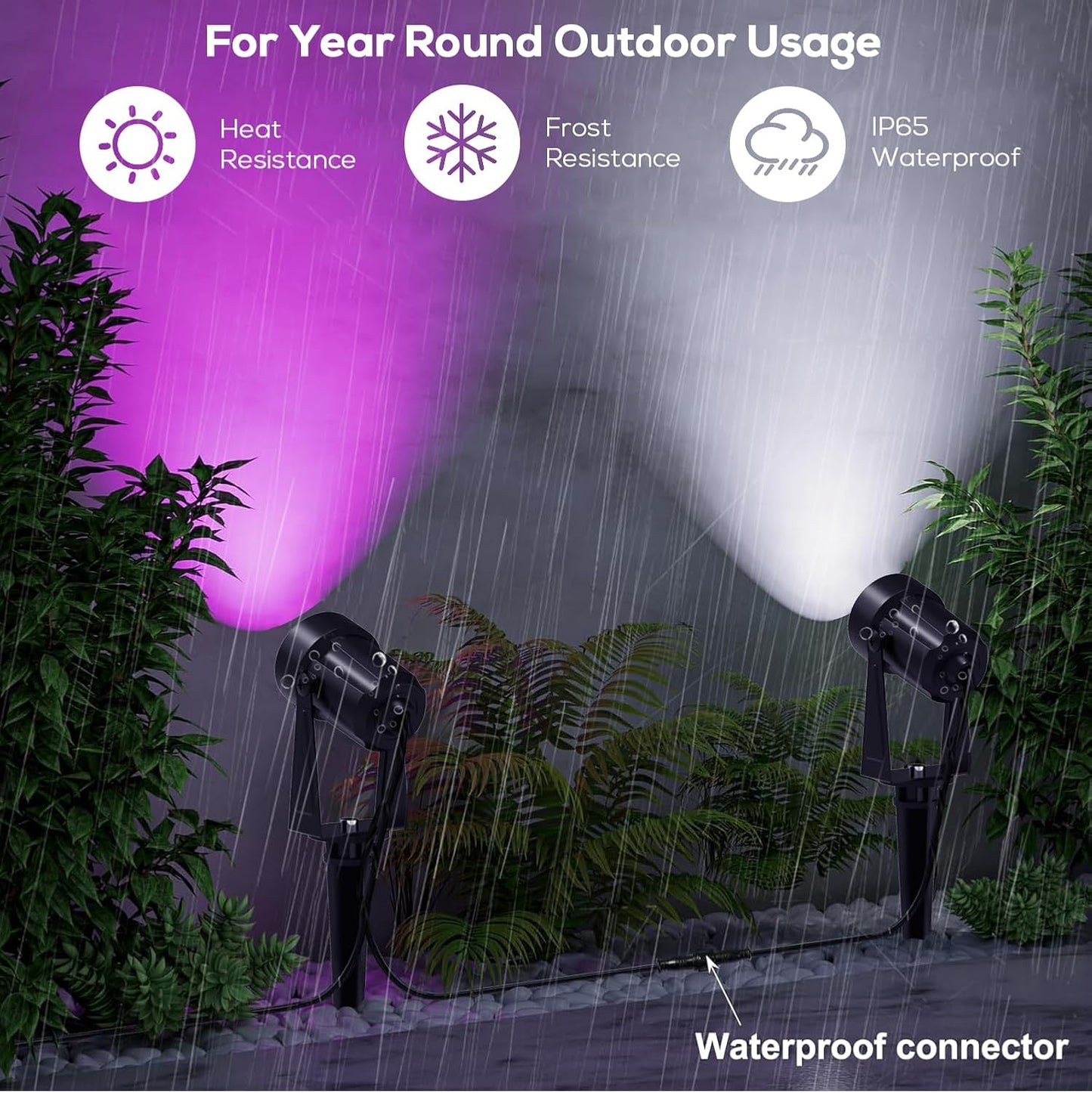 SUNTHIN Outdoor Landscape Lighting with Remote, RGBW Color Changing Spot Uplights,4 Pack