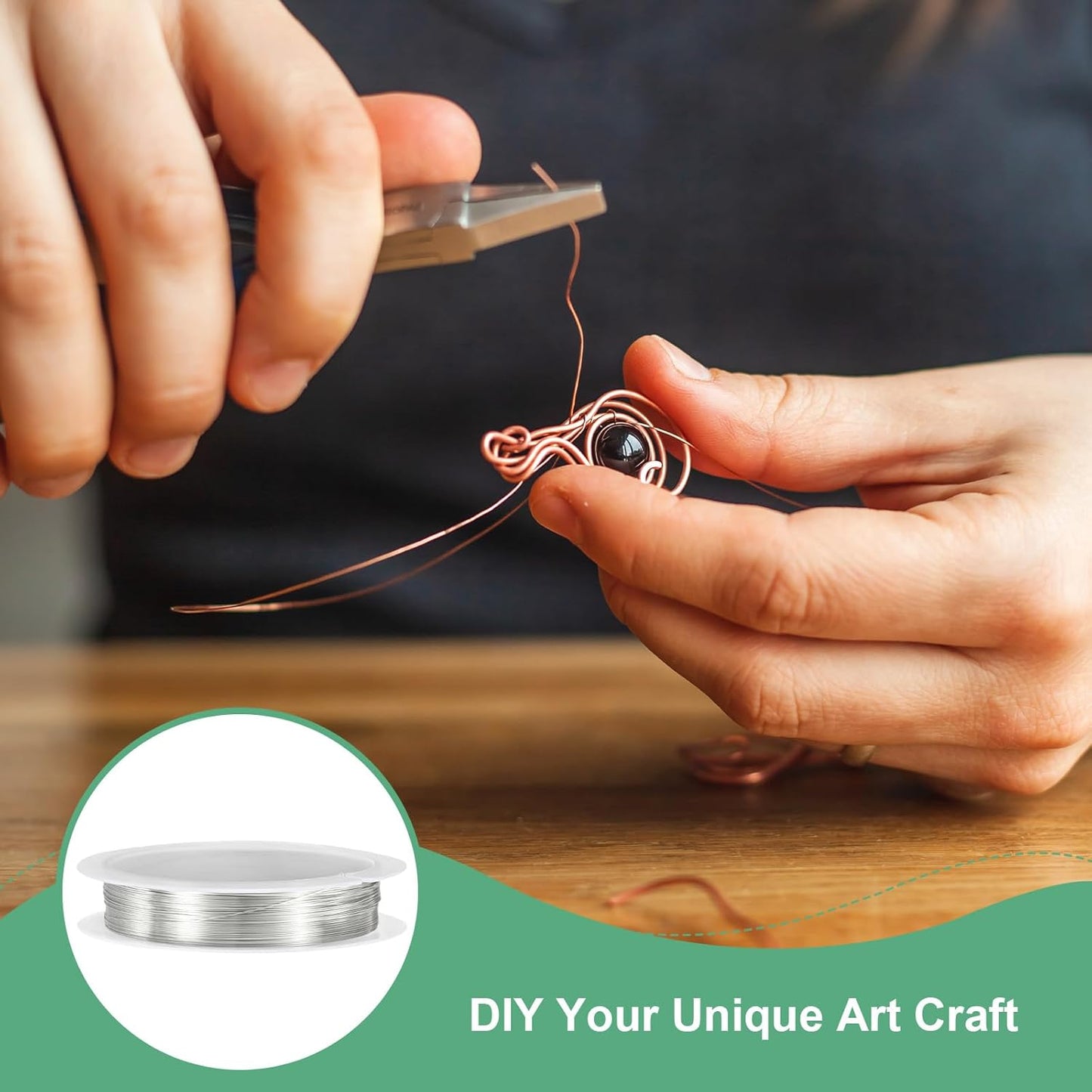 0.3 mm/28 Gauge Copper Wire for Jewelry Making, 49.2FT Copper Beading Craft Wire for Jewelry/Weaving/DIY Crafting/Planting, Color-Retaining [15M, Bright Silver]