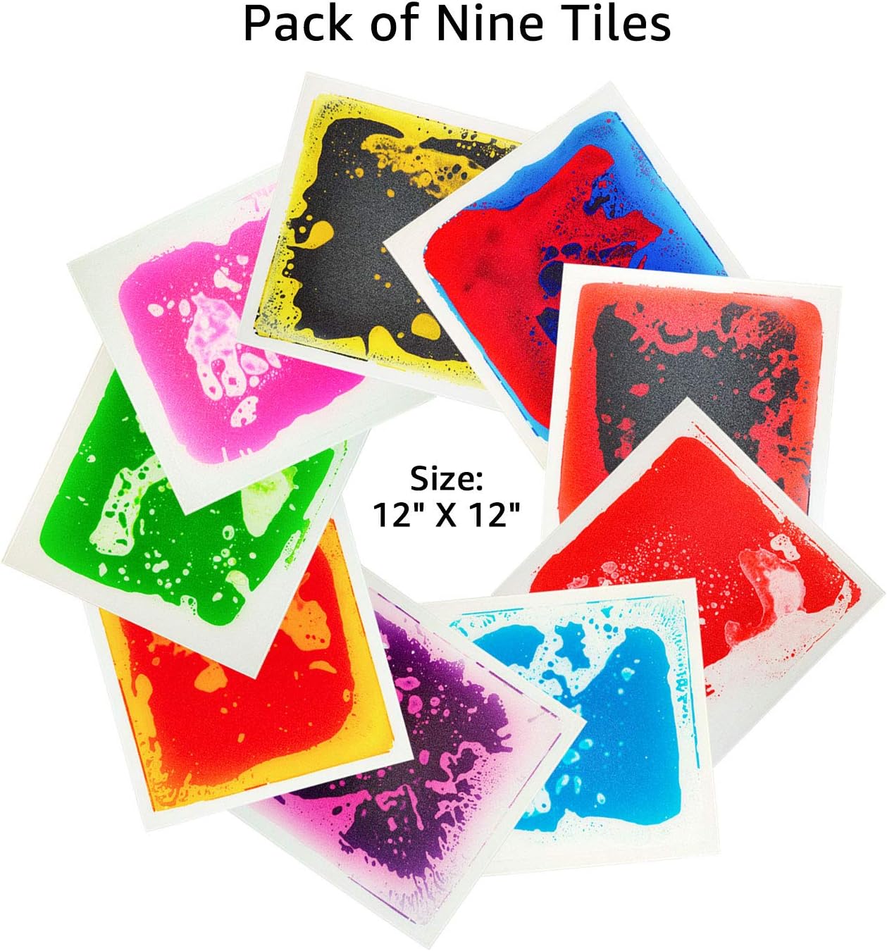 Art3d Liquid Fusion Activity Play Centers for Children, Toddler, Teens, 12" X 12" Pack of 9 Tiles