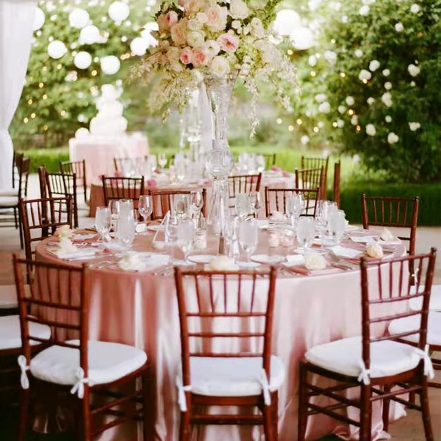 fani 6 Pack 108 Inch Rose Gold Round Tablecloth - Premium Silky Satin Tablecloth Overlay Smooth Fabric Table Cover Linens, Table Decoration for Wedding Party Banquet Events Restaurant Kitchen Dining