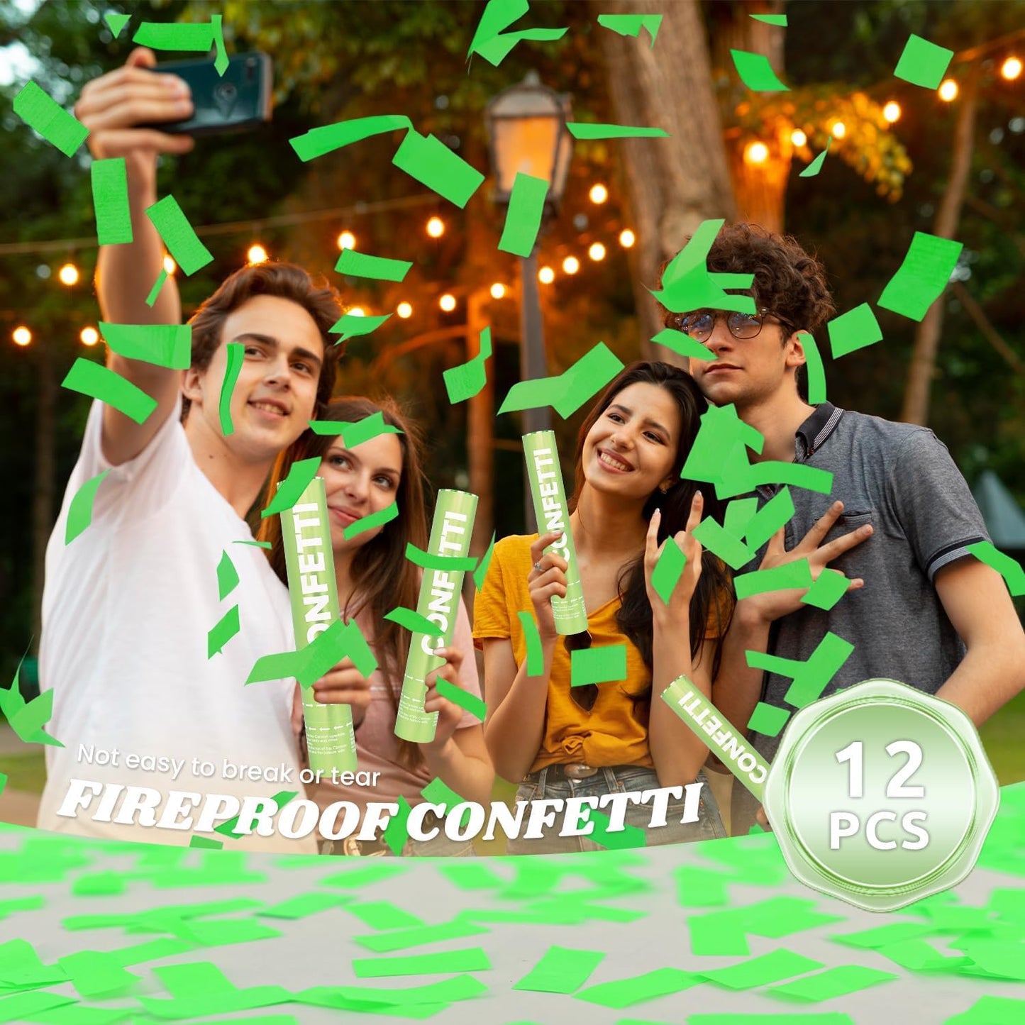 Confetti Cannon Green Biodegradable Confetti Poppers 12Pack Party Poppers Confetti Shooters Green Sticks for Wedding Graduation Engagement Anniversary Bridal Shower Valentines Day Birthday