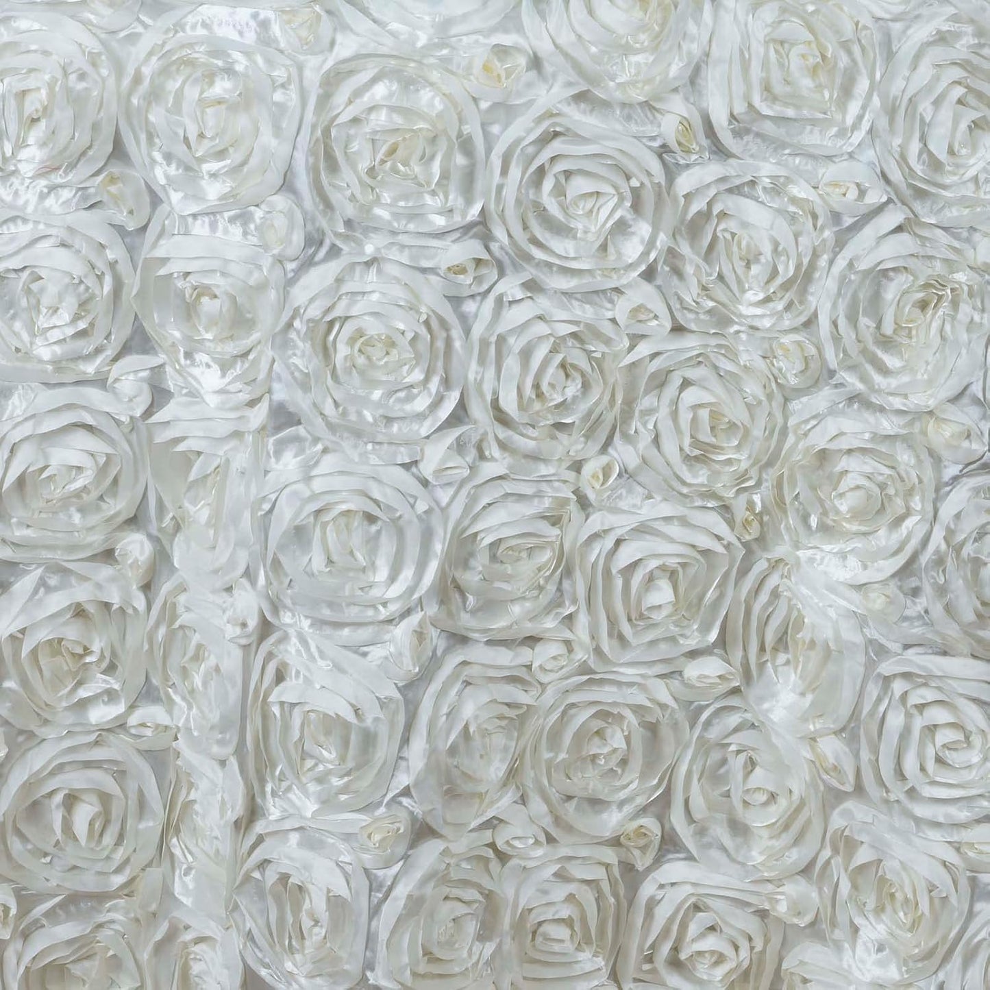 Efavormart 132" Wholesale Round Table Cover Ivory Grandiose Rosette 3D Satin Tablecloth for Wedding Party Event Decoration