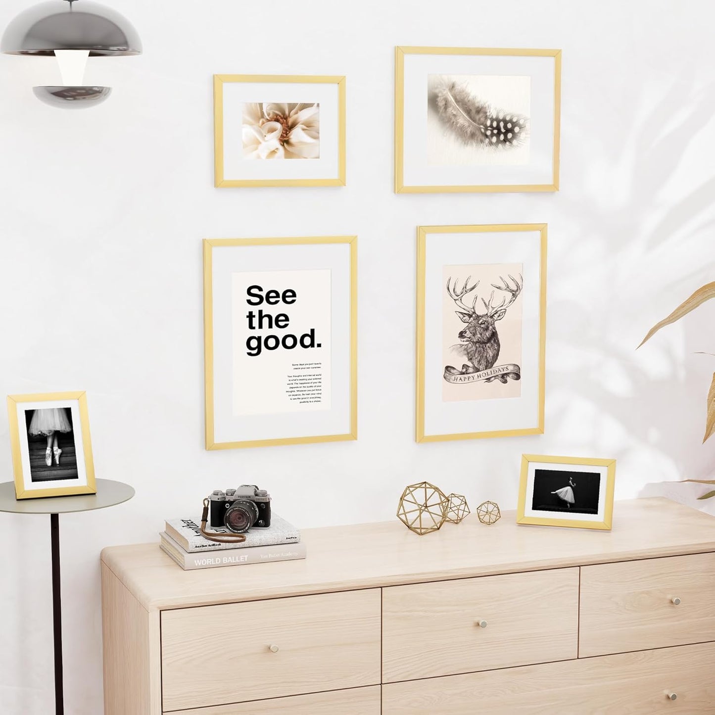 16x20 inch Picture Frame, 16x20 Photo Frames with 11x14 Removable Mat - High Definition Plexiglass - Vertical and Horizontal Display - Wall Hanging Frame - Gold, 3 Pack