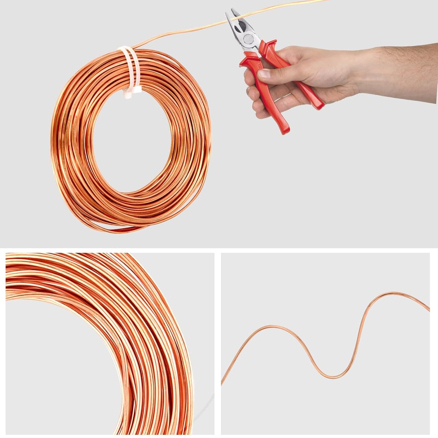 99.9% Soft Copper Wire, 8 Gauge/ 3.25 mm Diameter, 19.5 Feet / 6m, 1 Pound Spool Pure Copper Wire, Jewelry Making Wire Craft Wire