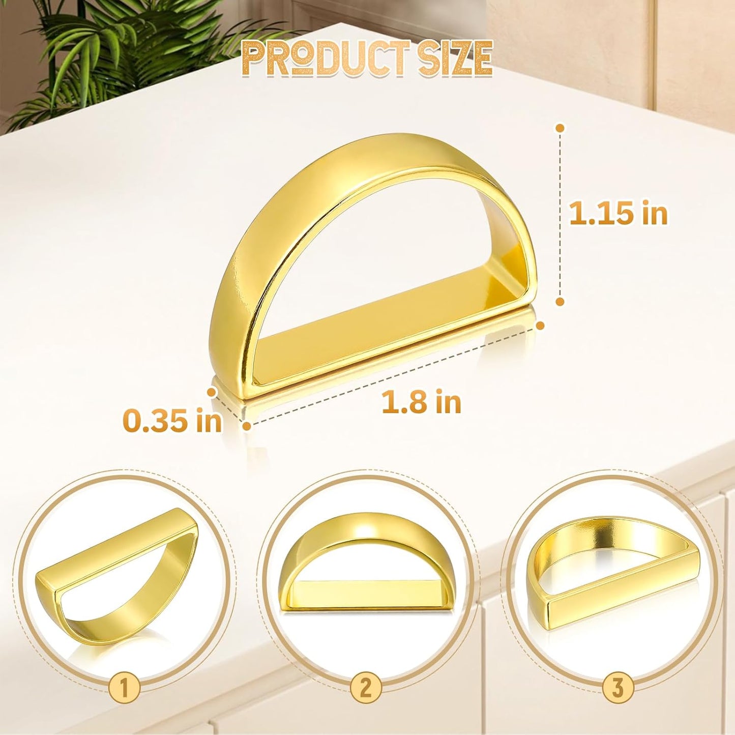 KPOSIYA Napkin Rings Set of 12, Metal Gold Napkin Rings Bulk for Table Settings, D-shape Napkin Holders Rings for Dinner Table Decor, Easter, Fall,Thanksgiving, Christmas, Party,（Brilliant Gold12 pcs）