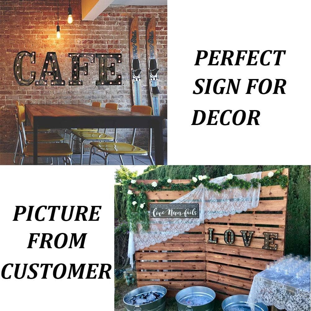 OYCBUZO Golden Black Led Marquee Letter - Industrial, Vintage Style Light Up Alphabet Letter Sign for Cafe Wedding Birthday Party Christmas Lamp Home Bar Initials Decor - E