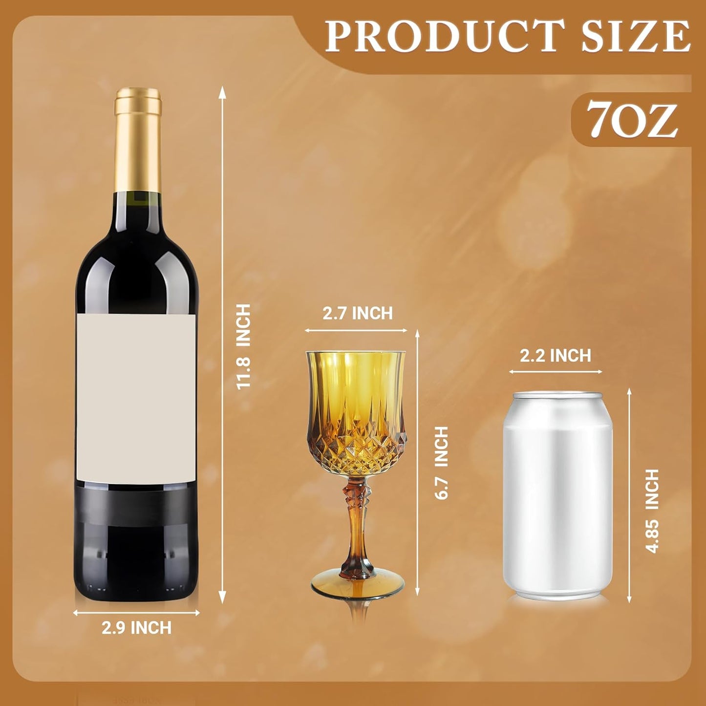 Plastic Wine Glasses，Plastic Goblets Vintage Style Cordial Drinking Glasses for Wedding Reception, Grand Event Party Supplies (24, Amber)