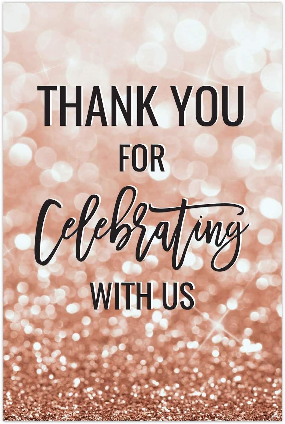 Andaz Press Extra Large Wedding Easel Board Party Sign, 12x18-inch, Glitzy Faux Rose Gold Glitter, Thank You for Celebrating With Us, 1-Pack