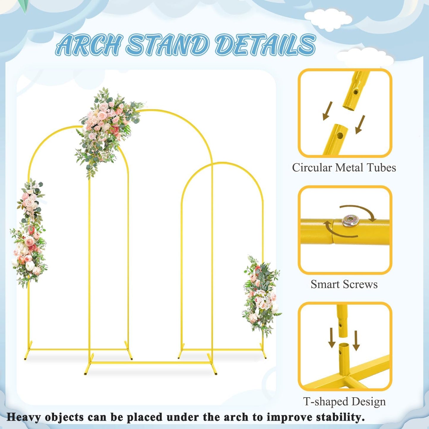 FOTSHARER 4FT 5FT 6FT Metal Arch Stand and Cover Set Black Cover for Arch Backdrop Balloon Arch Stand Set of 3 Wedding Arch Backdrop with Cover for Birthday Party Wedding Ceremony Decorations