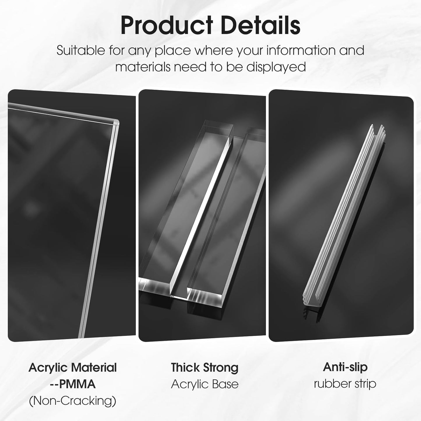 MaxGear Acrylic Sign Holder 8.5 X 11 Inches 18 Pack, Double Sided Plastic Display Stands Table Top Acrylic Frame, Clear Paper Holder Menu Flyer Stand for Stores, Restaurants, Hotels, Office