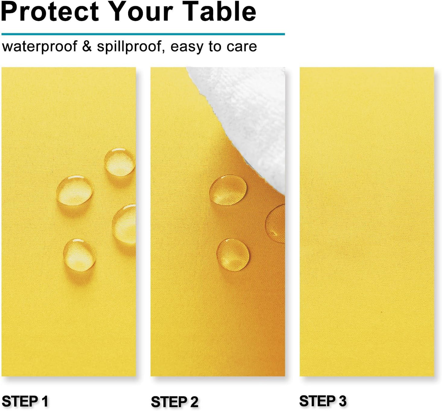 Hiasan Yellow Tablecloth for Rectangle Tables - Waterproof and Spillproof Washable Fabric Table Cloth for Dining Room Kitchen Party, 60 x 120 Inch