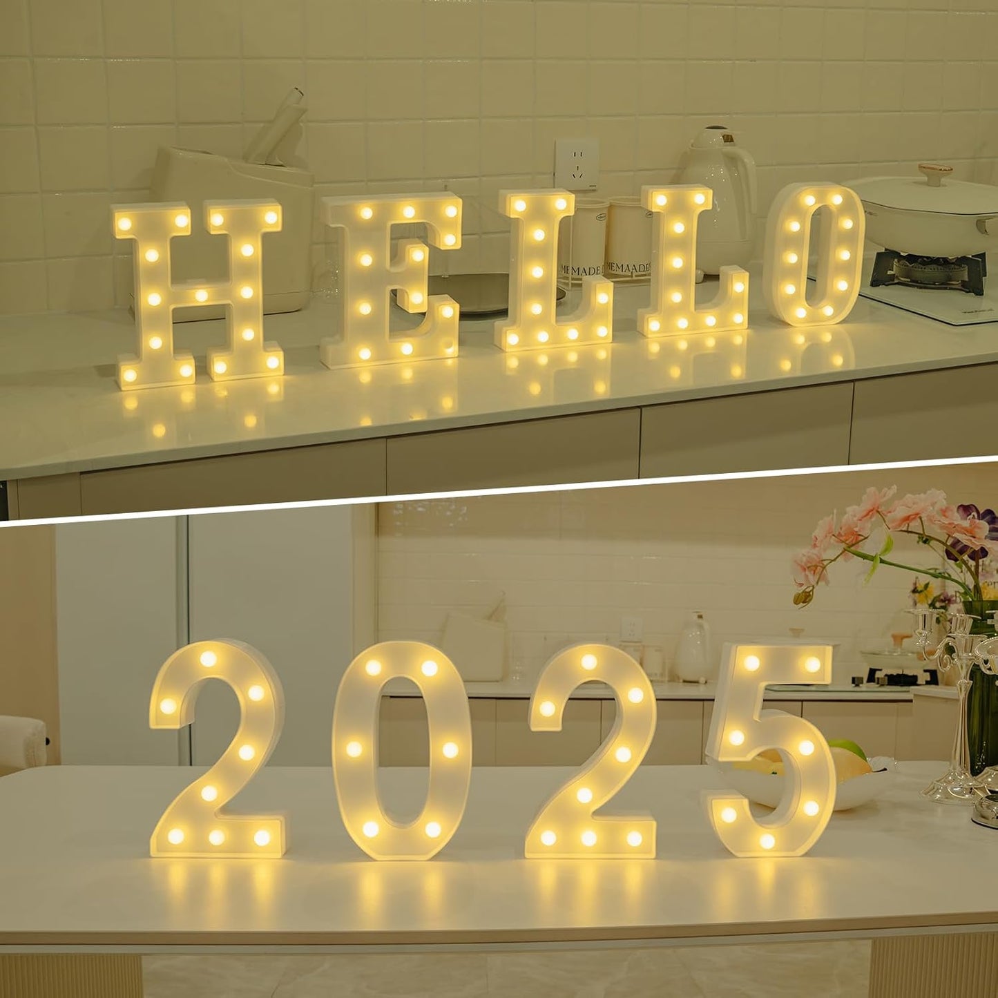 Foaky Rechargeable LED Letter Lights Sign Marquee Light Up Letters Sign for Night Light Wedding/Birthday Party Christmas Lamp Home Bar Decoration (F)