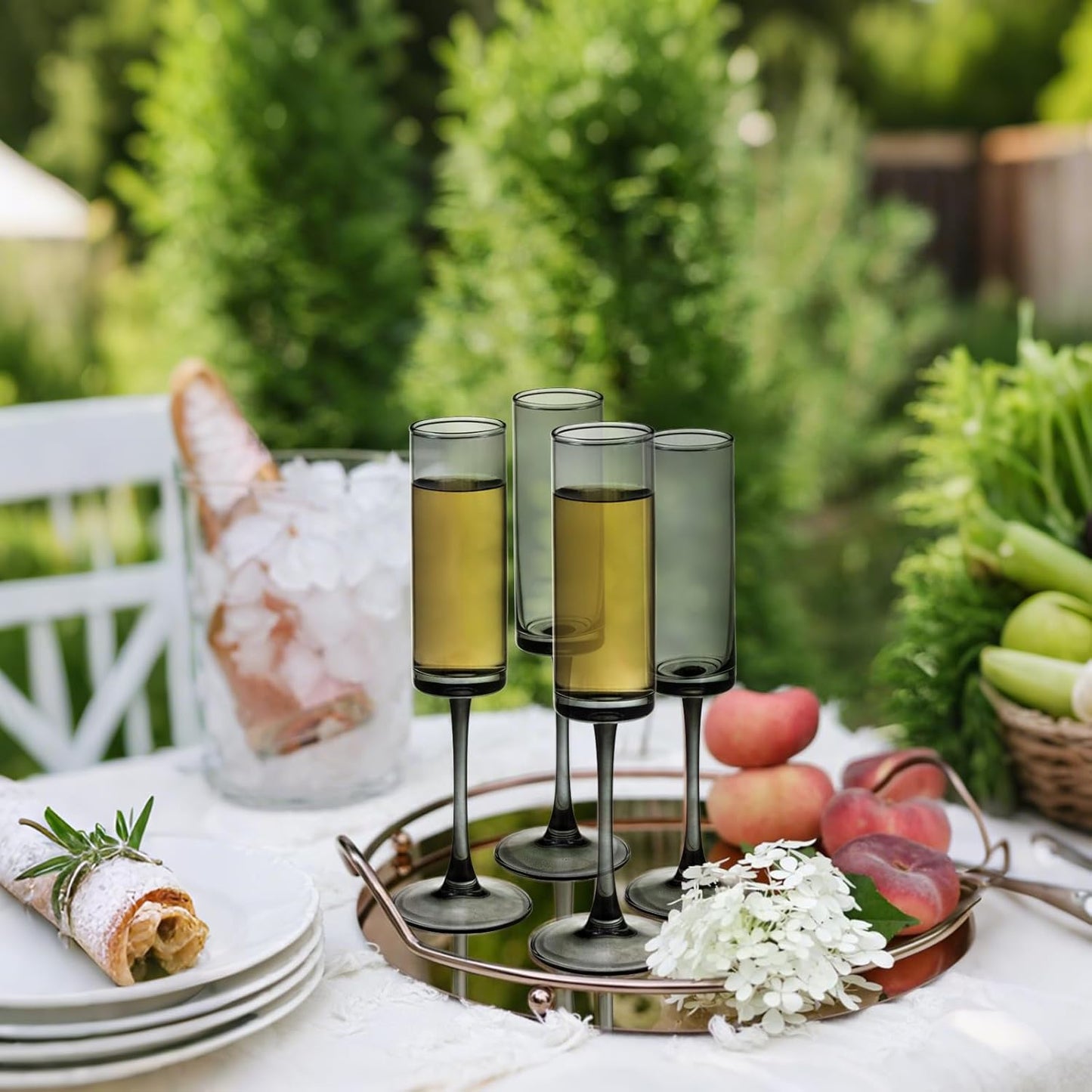 12 Pieces Black Champagne Flutes 6 OZ Straight Sided Wine Glasses Champagne Long Stem Drinking Colored Glasses,Set of 12 Hand Blown Champagne Flutes Goblets for Wedding Cocktail Cups,Cava, Prosecco