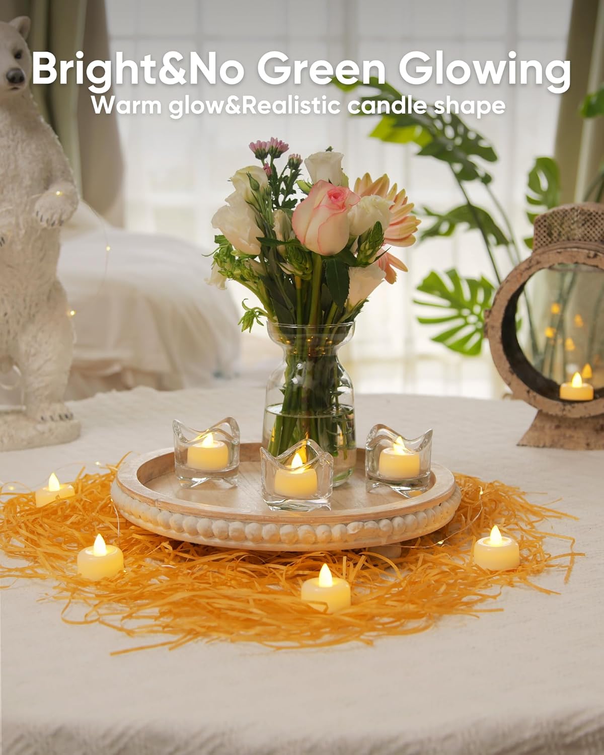Amagic 150Pack Flameless LED Tea Lights Candles Battery Operated, Electric Fake Tealight Candles for Votive, Halloween, Christmas, Home Decor, Wedding, Table Decor (150Pack)