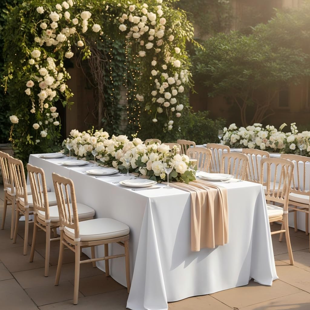 Fitable White Rectangle Tablecloths for 6 Foot Tables, 6 Pack - 70 x 108 Inches - Stain Resistant and Washable Table Clothes, Polyester Fabric Table Covers for Wedding, Party, Banquet, Buffect