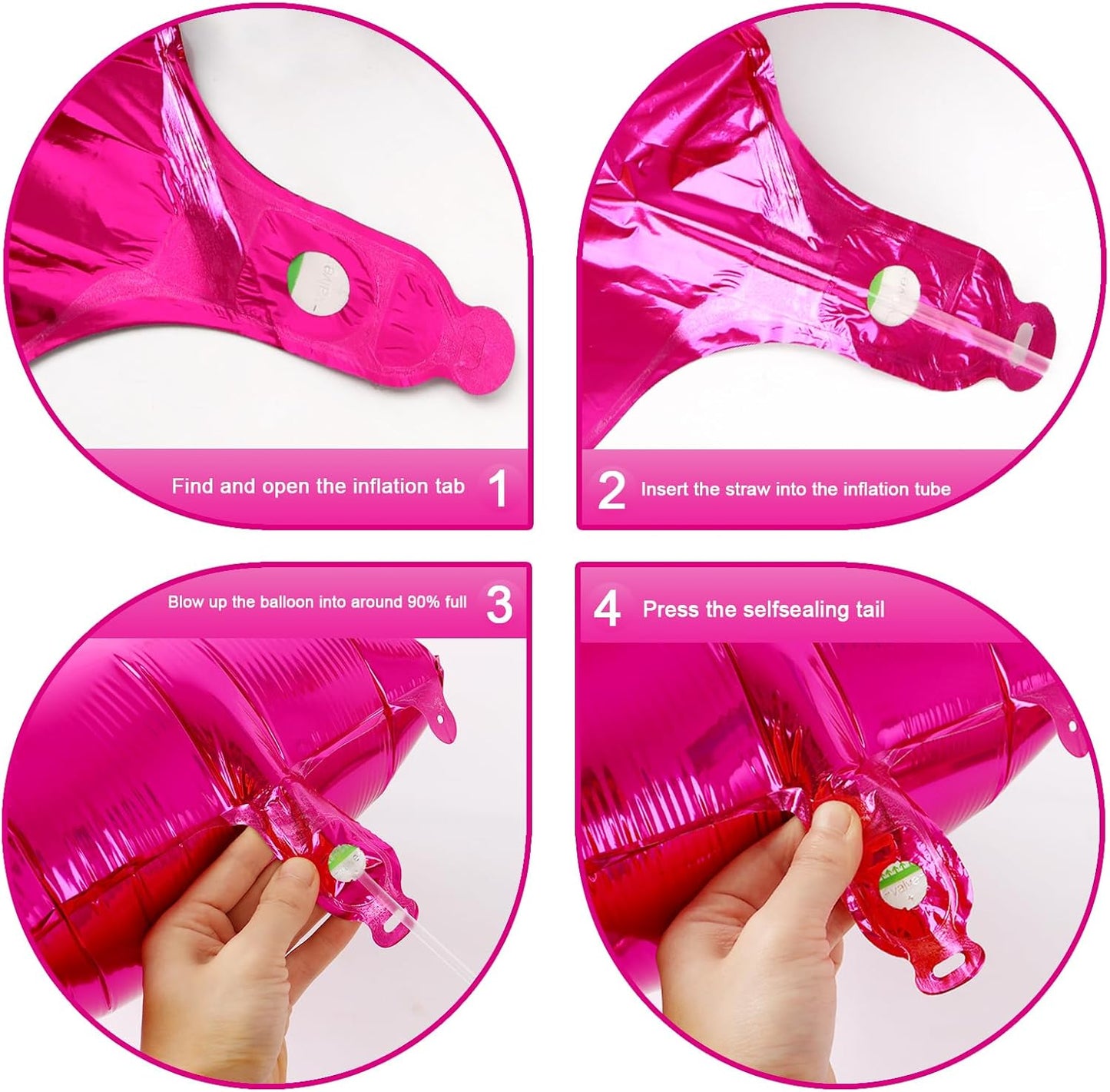 40 Inch Hot Pink Large Number 4 Birthday Balloon, Giant Number Four 14 24 34 40 44 Balloons, Foil Mylar Big Balloons for Anniversary Graduation Supplies Decorations