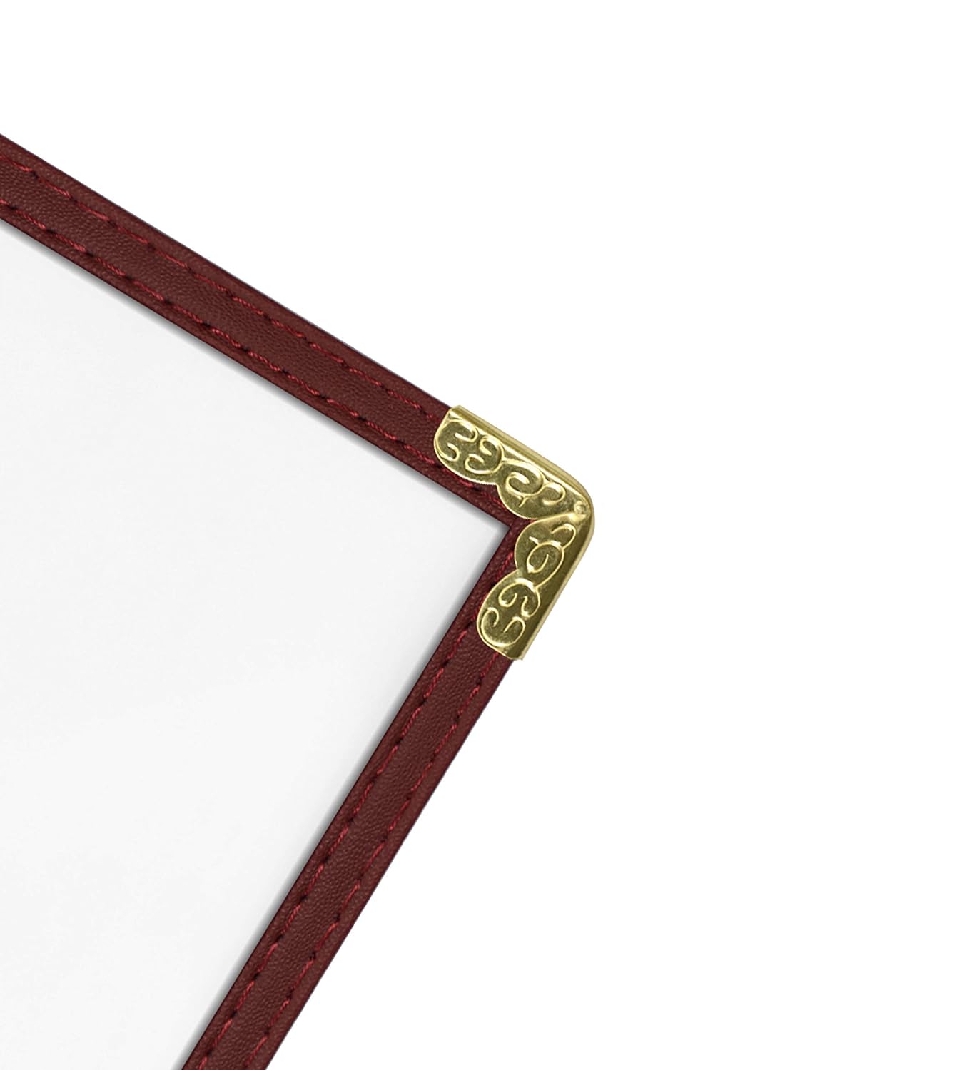 Goodsmart Restaurant Menu Covers - 25 Pack Burgundy 1-Page/2-View 4.25" x 11", Top-Loading Vinyl Menu Holders with Clear Sleeves, Double-Stitched Edge, Leather-Style Café Covers with Gold Corners