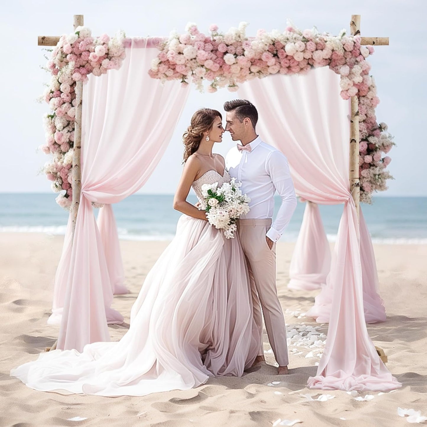 Wedding Arch Draping Fabric, 1 Panel 28" x 19Ft Blush Arch Drapes Sheer Backdrop Curtain for Wedding Ceremony Party Ceiling Decor