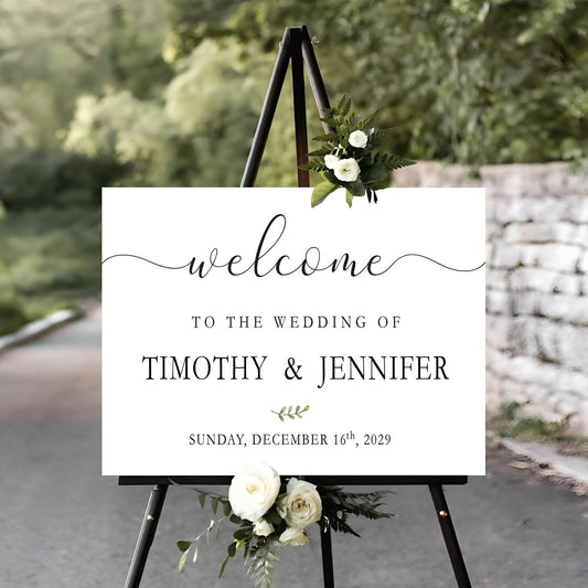 Custom Wedding Welcome Sign, Rustic Wedding Signs, Wedding Decorative Signage, Welcome Sign For Wedding Entrance, Greenery Floral Theme Wedding Sign Decoration