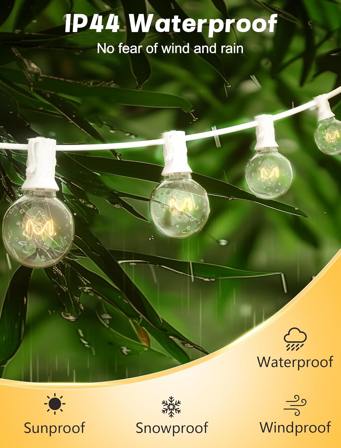 SUNSGNE 25FT Globe String Lights, G40 Outdoor String Lights with 27 Clear Edison Bulbs(2 Spare) for Patio Balcony Decoration - White Wire