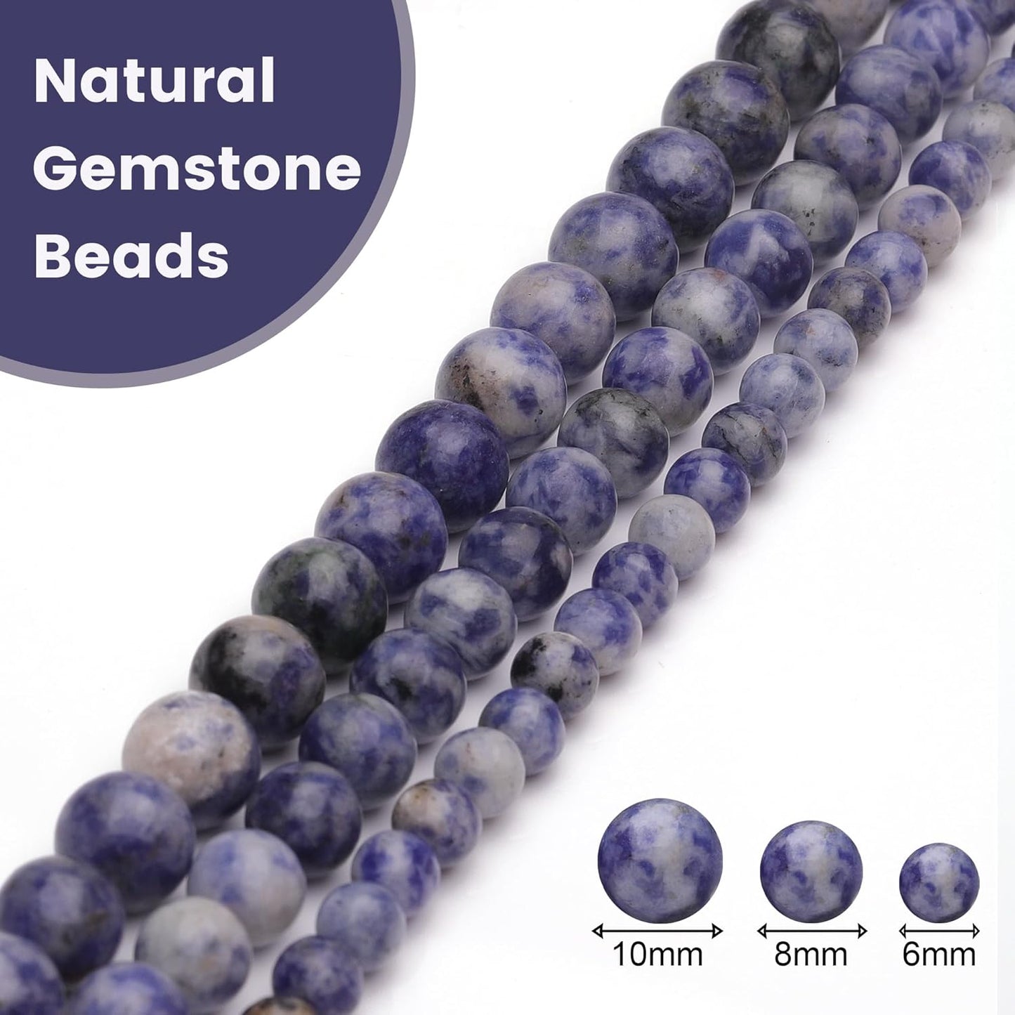 8mm Natural Stone Beads for Jewelry Making,Blue Sodalite Polished Smooth Round Gemstone Beads for Bracelet Necklace 15 Inch