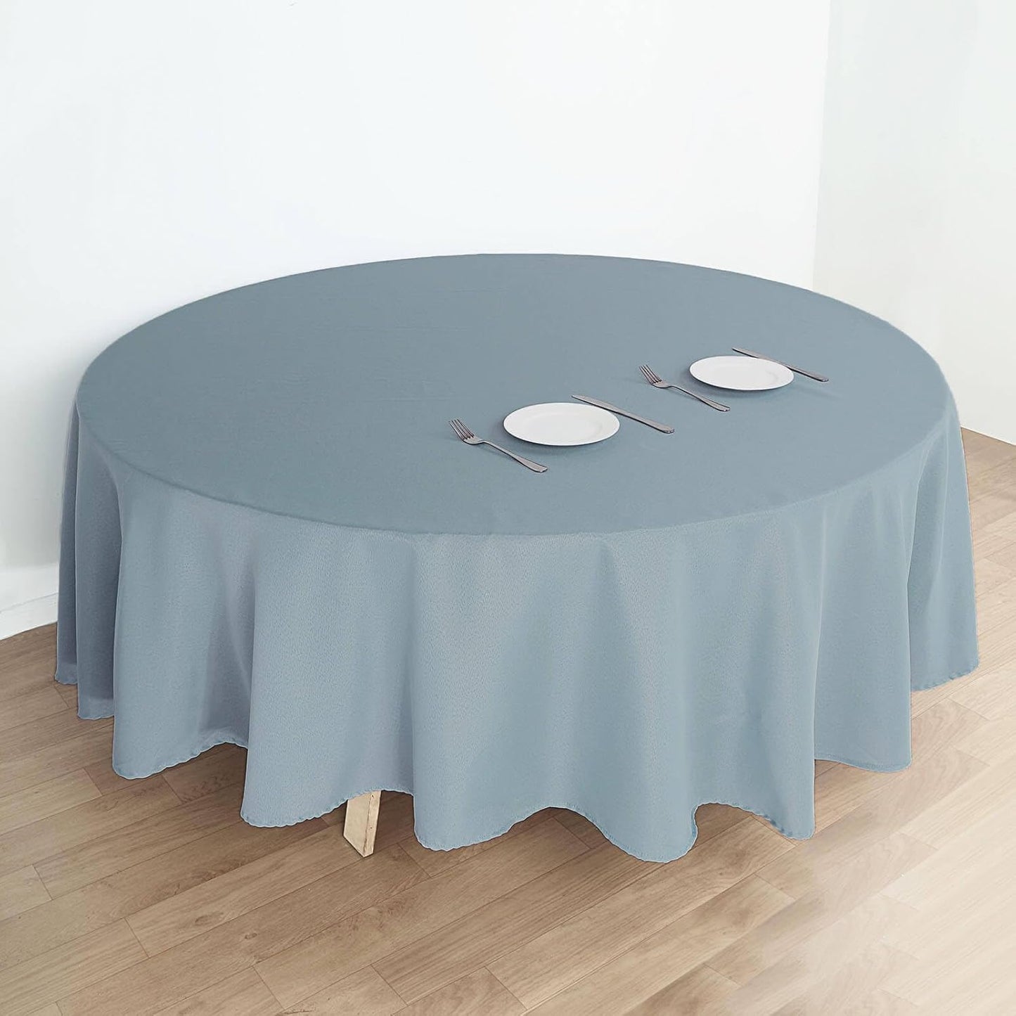 Efavormart Round Tablecloth, 108 Inch Stain & Wrinkle Resistant Washable Table Cloth, Decorative Polyester Fabric Table Cover for Banquet, Wedding, Dining- Dusty Blue