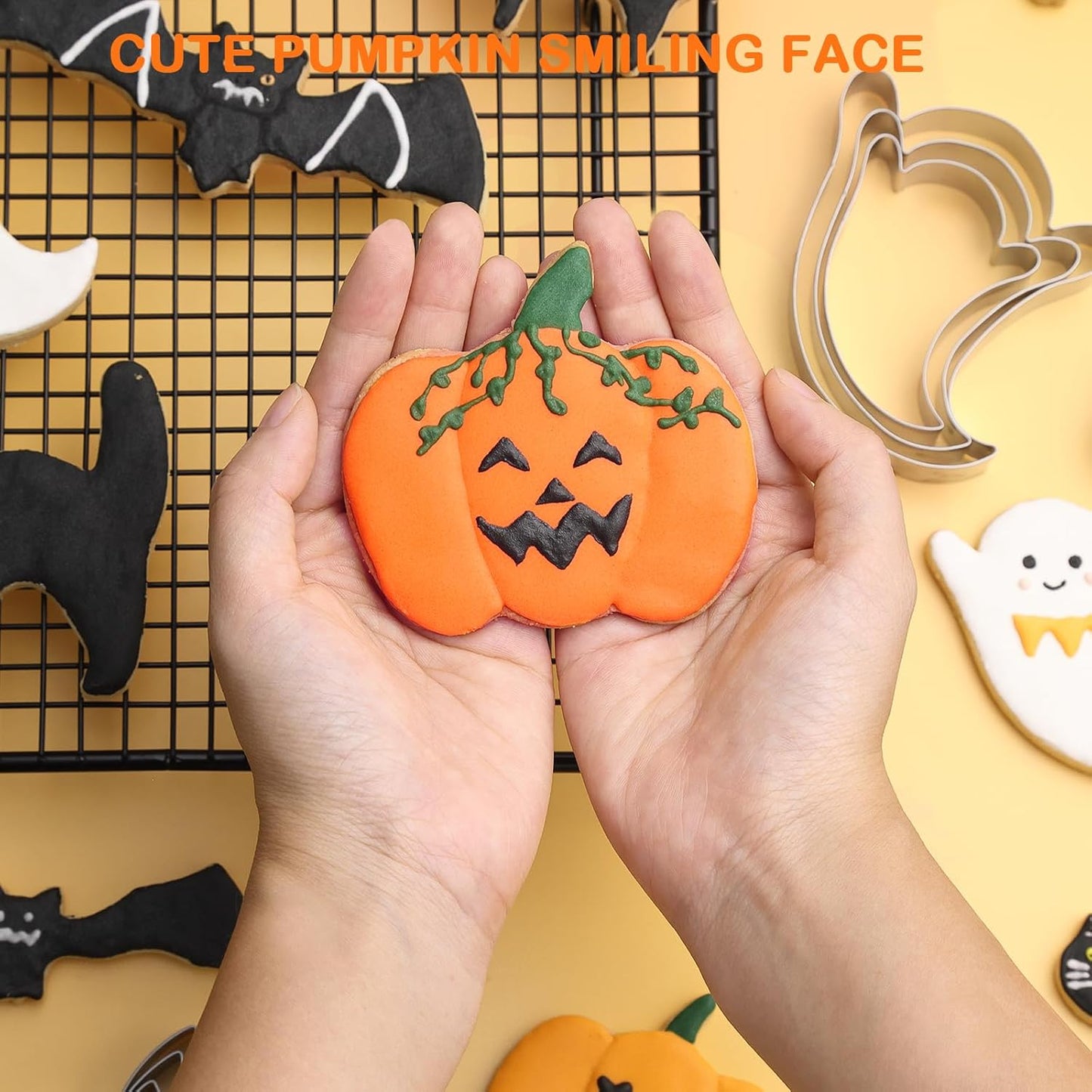 Pumpkin Cookie Cutters Set，3.54", 3.2", 2.87"- 3Pcs Halloween Thanksgiving Fruit Cookie Cutters for Holiday Party Decoration,0.98" Height