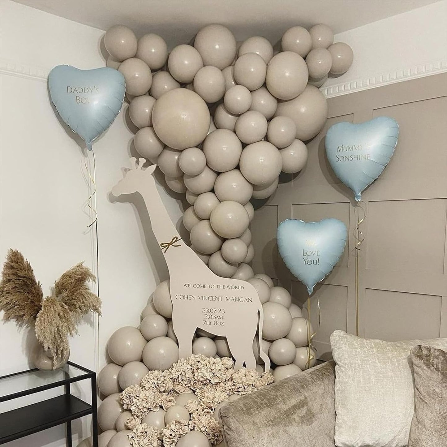 Baby Blue Heart Balloons,10Pcs Cream White Blue Foil Heart Shaped Balloons,18Inch Sand White Pastel Blue Helium Balloon for Valentines,Engagement,Birthday,Baby Shower,Wedding Party Decorations