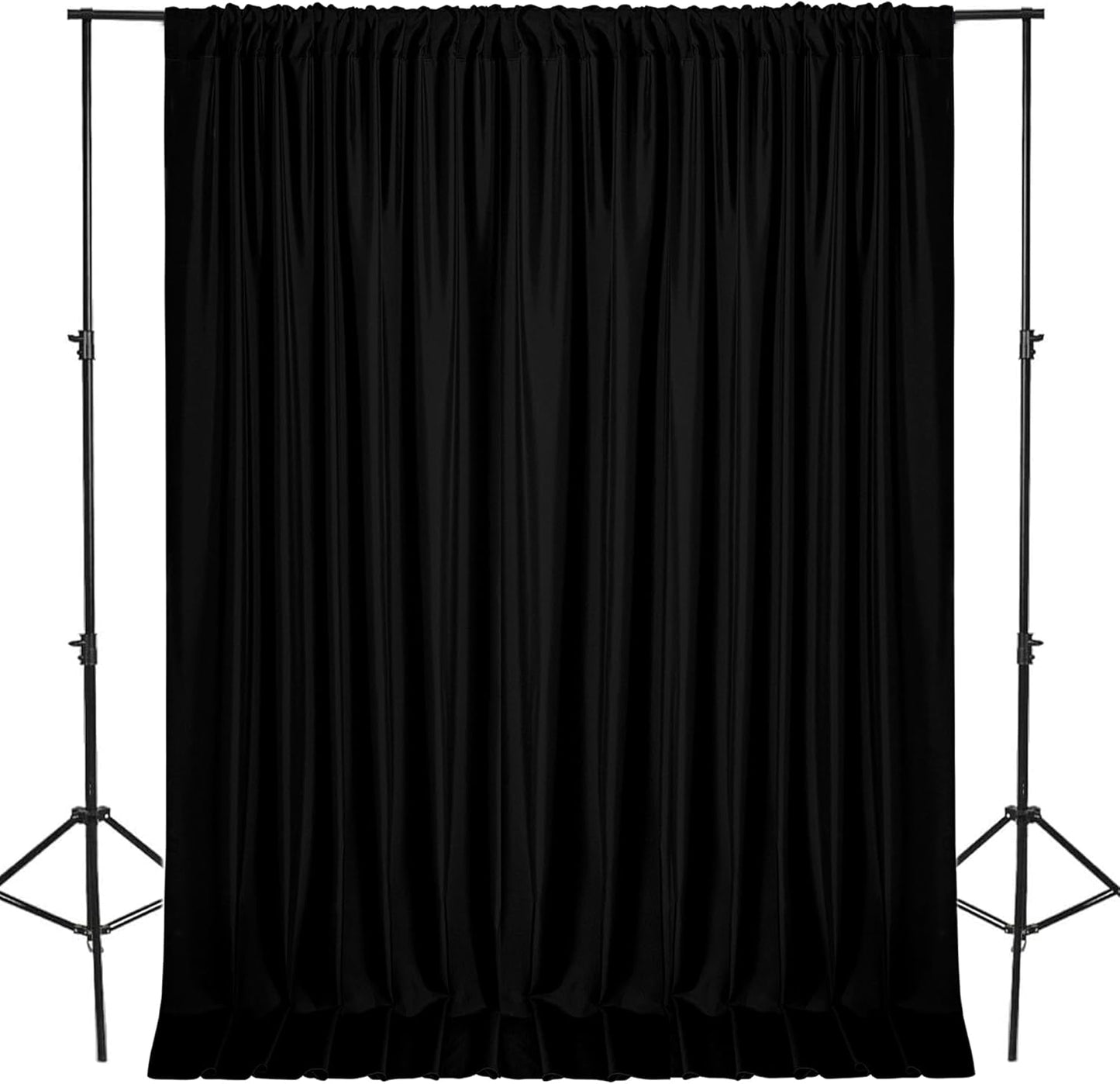 DWCN 10x8 FT Black Backdrop Curtains for Parties, Photography Backdrop Drapes with Rod Pockets for Wedding Decorations Stage Birthday Family Gatherings, 2 Panels 5ft x 8ft