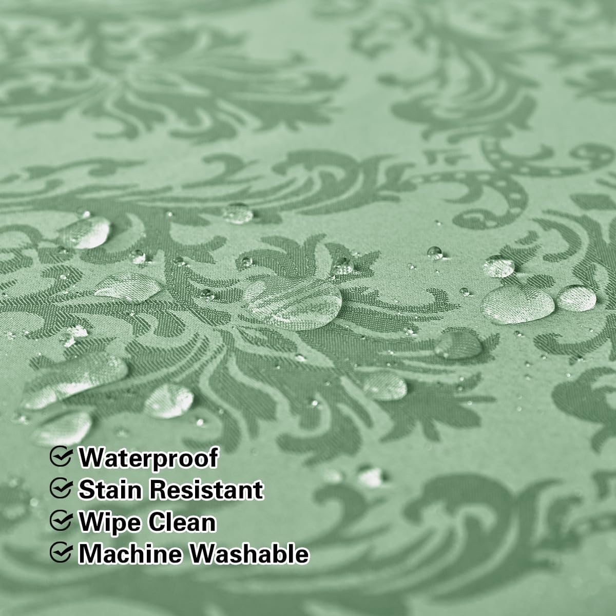 Flower Jacquard Rectangle Tablecloth 52 x 70 Inch Waterproof Wrinkle Free Washable Damask Table Cloth, Heavy Fabric Table Cover for Dining, Party, Indoor, Outdoor, Sage Green