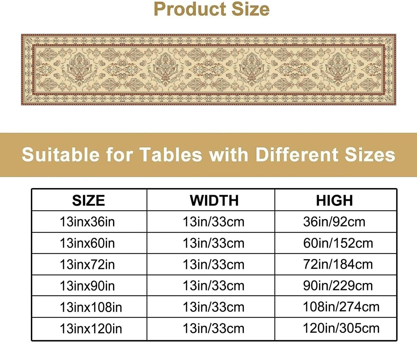 Vintage Farmhouse Flower Table Runner Boho Elegant Home Kitchen Table Dining Coffee Room Garden Party Wedding Decor 13x36in