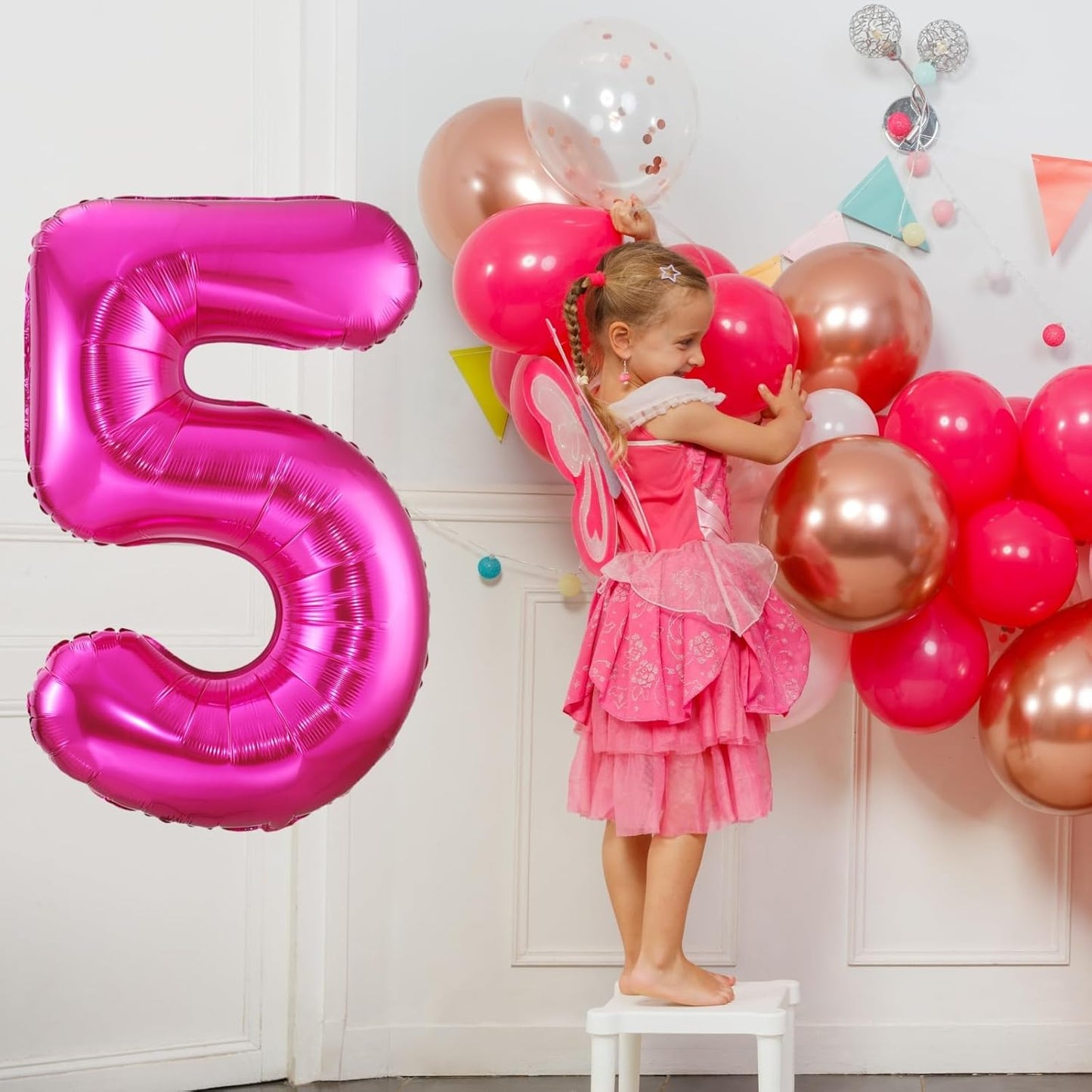 Hot Pink 6 Balloon,40 Inch Number 6 Balloon,6 Birthday Balloon Decorations, Foil Mylar Helium 6 Balloon Number for Birthday Party Decorations
