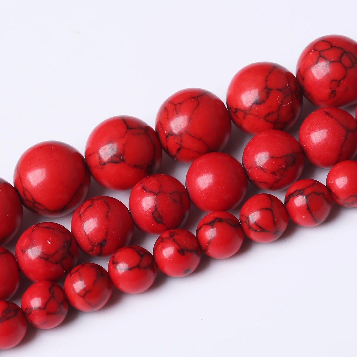 Natural Red Turquoise Stone Beads Gemstone Round Crystal Energy Jade Stone Beads for Jewelry Making DIY Bracelet Necklace Jewelry Making 1 Strand 15.5inch 90PCS 4MM