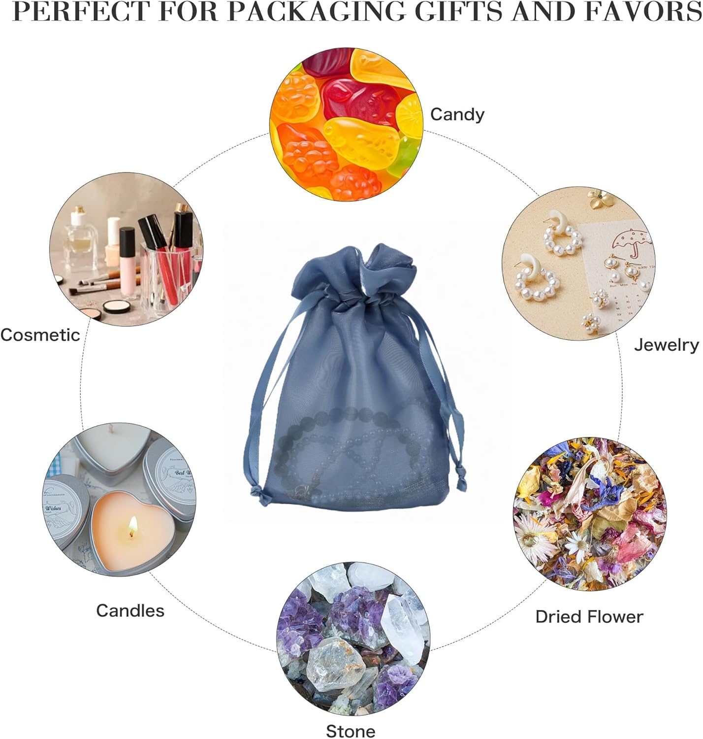 20 Pcs Dark Blue Small Organza Bags 3X4 inch for Wedding Favors with Drawstring, Mini Mesh Gift Bags Jewelry Pouch for Candy Bridal Shower Party Favor Baby Shower Christmas