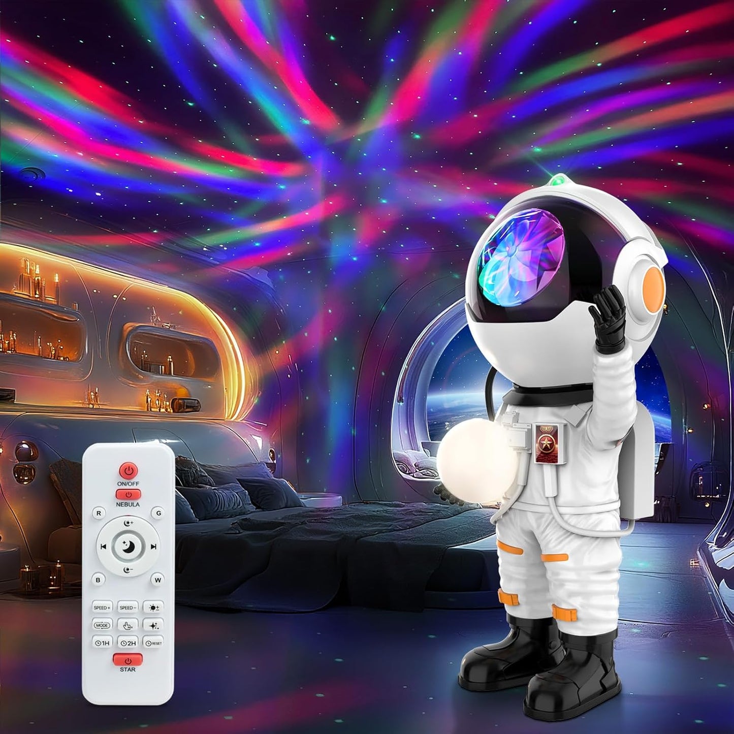 Rossetta Astronaut Galaxy Projector, Star Projector for Bedroom, LED Night Light for Kids Room with Timer and Remote, Room Decor Aesthetic, Home Decor, Gifts for Adults, Teens, Christmas, Birthday